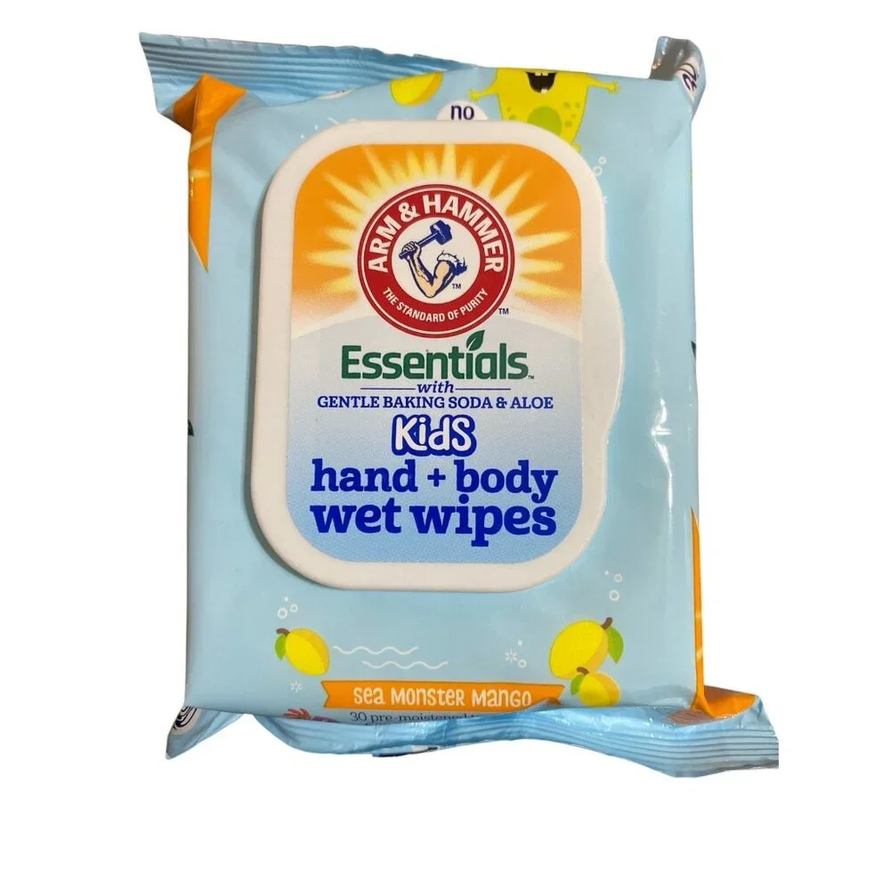Arm & Hammer Essentials Kids Wet Wipes Sea Monster Mango 30 Ct Lot of 3